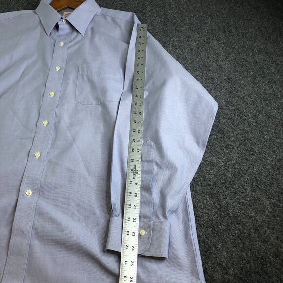 Brooks Brothers Shirt 17 34 Blue Traditional Oxford Button Micro Check - Picture 4 of 11